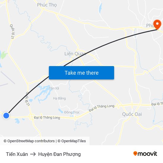 Tiến Xuân to Huyện Đan Phượng map