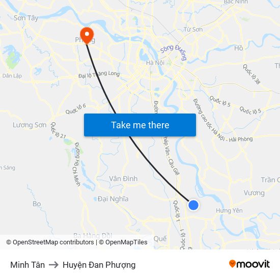Minh Tân to Huyện Đan Phượng map