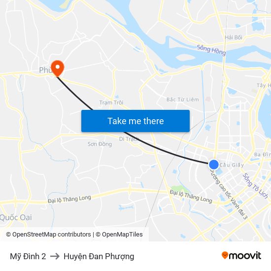 Mỹ Đình 2 to Huyện Đan Phượng map