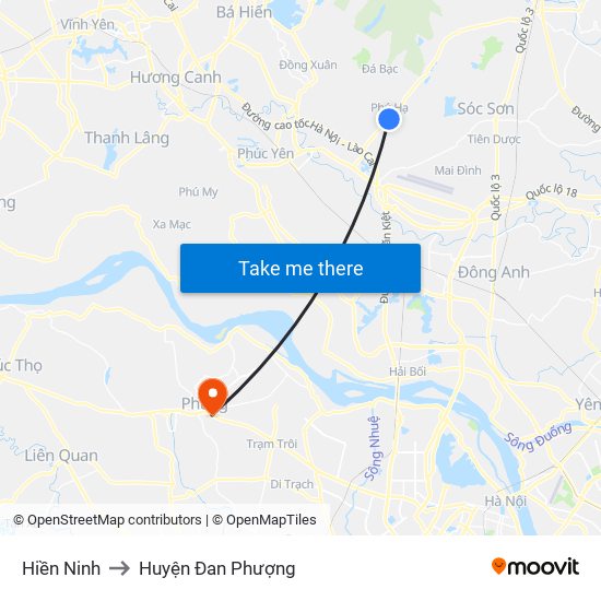 Hiền Ninh to Huyện Đan Phượng map