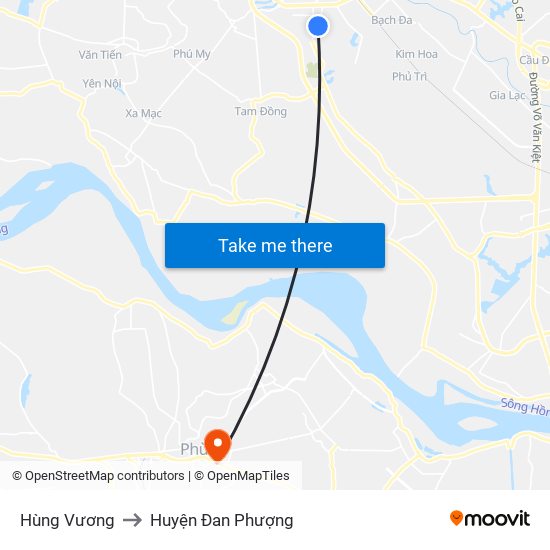 Hùng Vương to Huyện Đan Phượng map