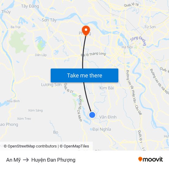 An Mỹ to Huyện Đan Phượng map