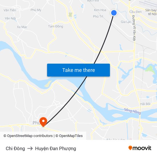 Chi Đông to Huyện Đan Phượng map