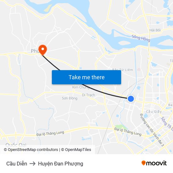 Cầu Diễn to Huyện Đan Phượng map