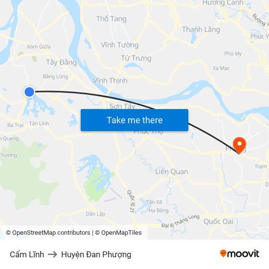 Cẩm Lĩnh to Huyện Đan Phượng map