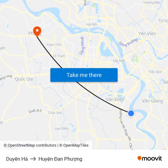 Duyên Hà to Huyện Đan Phượng map