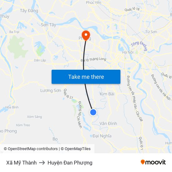 Xã Mỹ Thành to Huyện Đan Phượng map