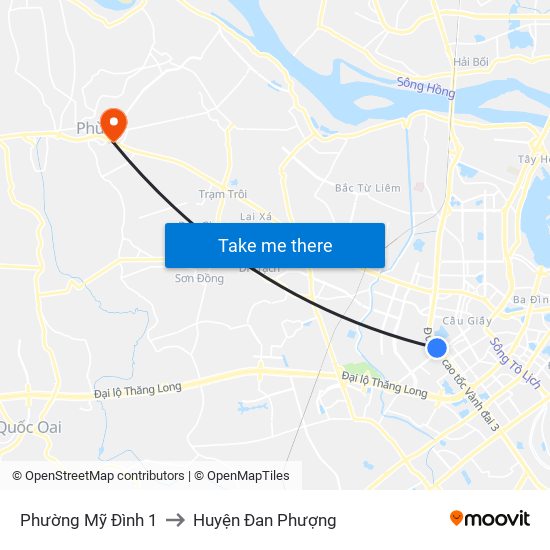 Phường Mỹ Đình 1 to Huyện Đan Phượng map