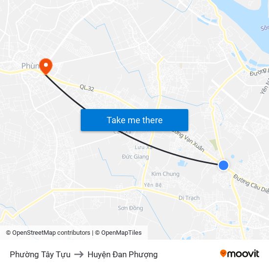 Phường Tây Tựu to Huyện Đan Phượng map