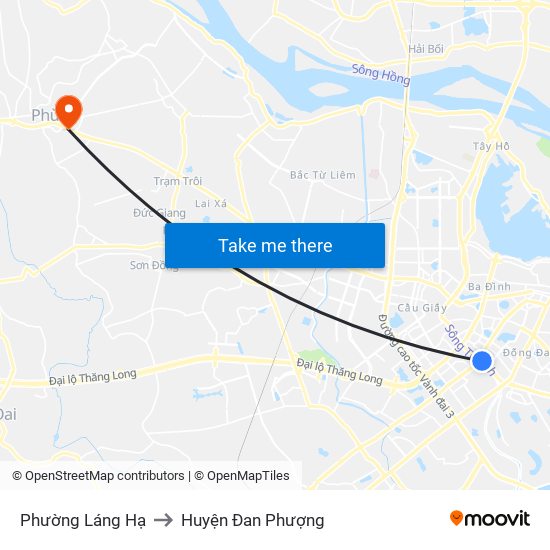 Phường Láng Hạ to Huyện Đan Phượng map