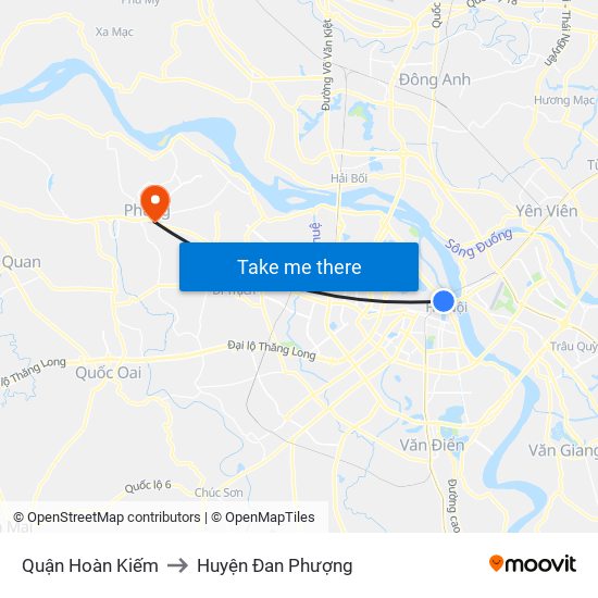 Quận Hoàn Kiếm to Huyện Đan Phượng map