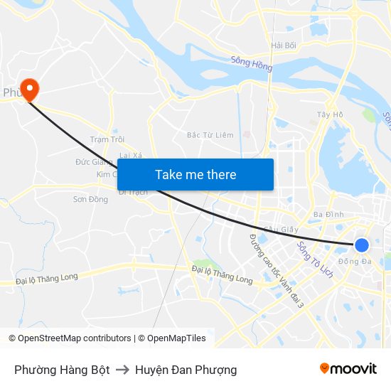 Phường Hàng Bột to Huyện Đan Phượng map