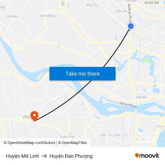 Huyện Mê Linh to Huyện Đan Phượng map