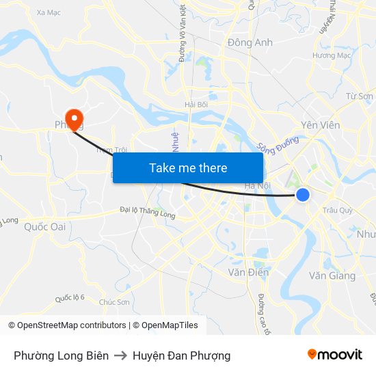 Phường Long Biên to Huyện Đan Phượng map