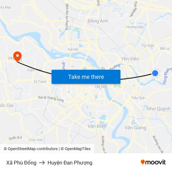 Xã Phù Đổng to Huyện Đan Phượng map