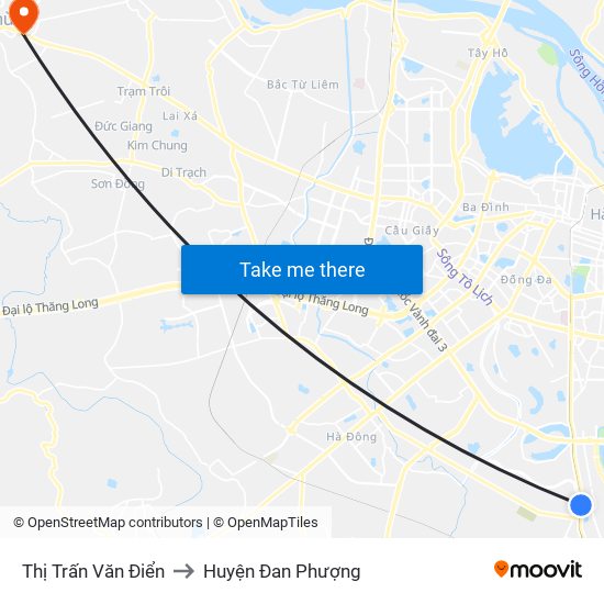 Thị Trấn Văn Điển to Huyện Đan Phượng map