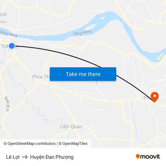 Lê Lợi to Huyện Đan Phượng map