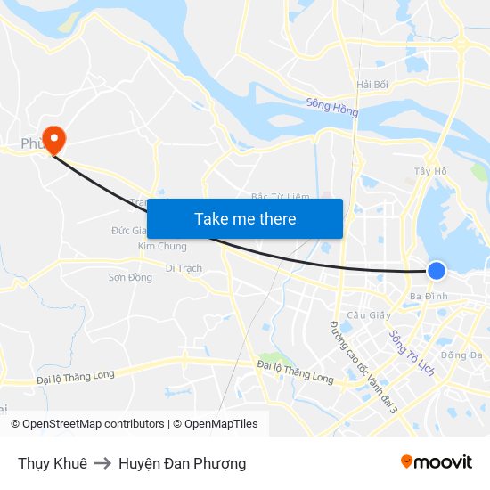 Thụy Khuê to Huyện Đan Phượng map