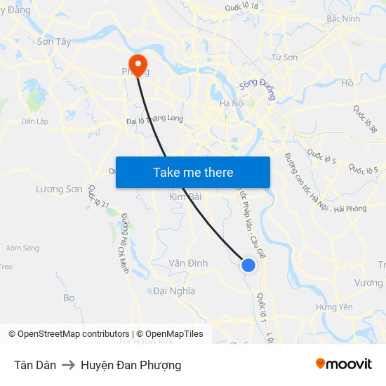 Tân Dân to Huyện Đan Phượng map