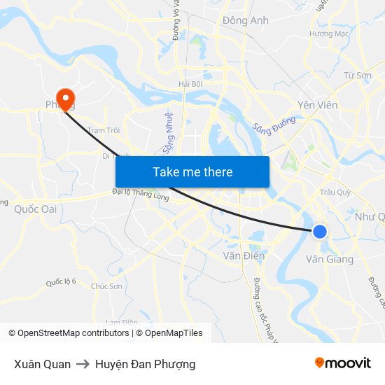 Xuân Quan to Huyện Đan Phượng map
