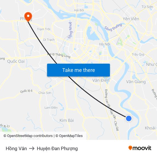 Hồng Vân to Huyện Đan Phượng map