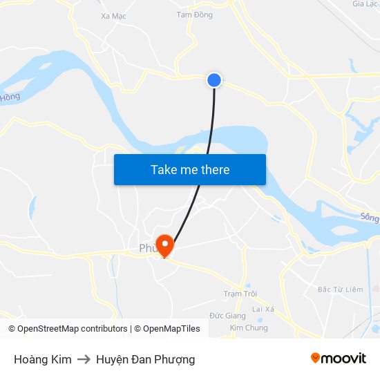 Hoàng Kim to Huyện Đan Phượng map