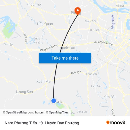 Nam Phương Tiến to Huyện Đan Phượng map