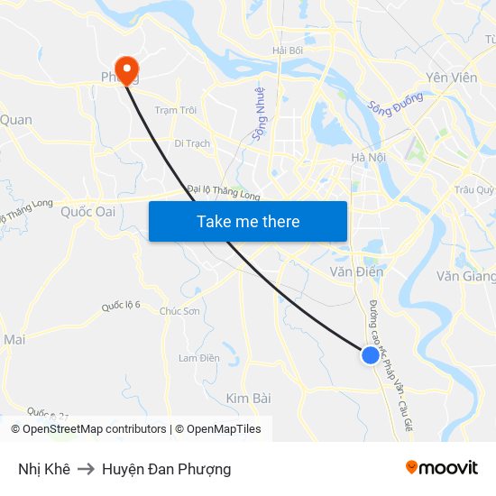 Nhị Khê to Huyện Đan Phượng map