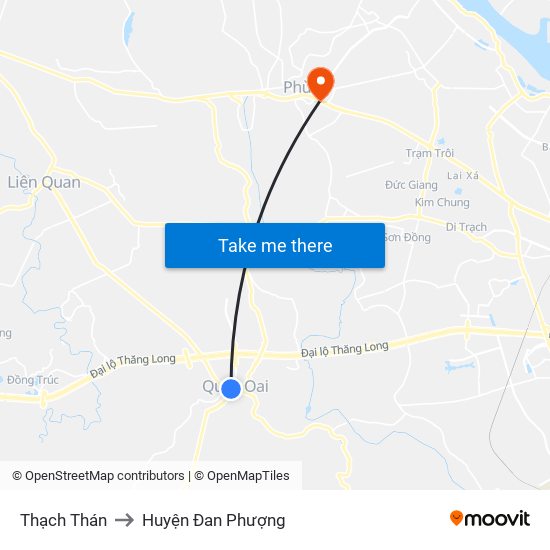 Thạch Thán to Huyện Đan Phượng map