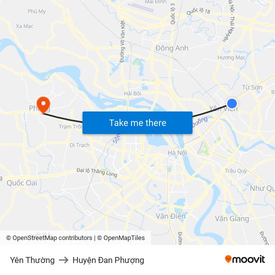 Yên Thường to Huyện Đan Phượng map