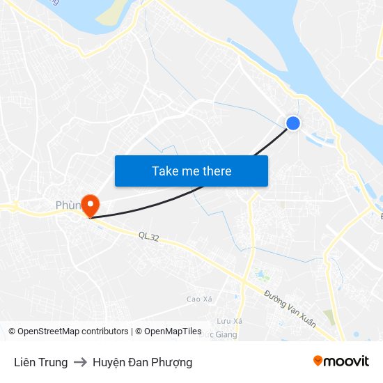 Liên Trung to Huyện Đan Phượng map
