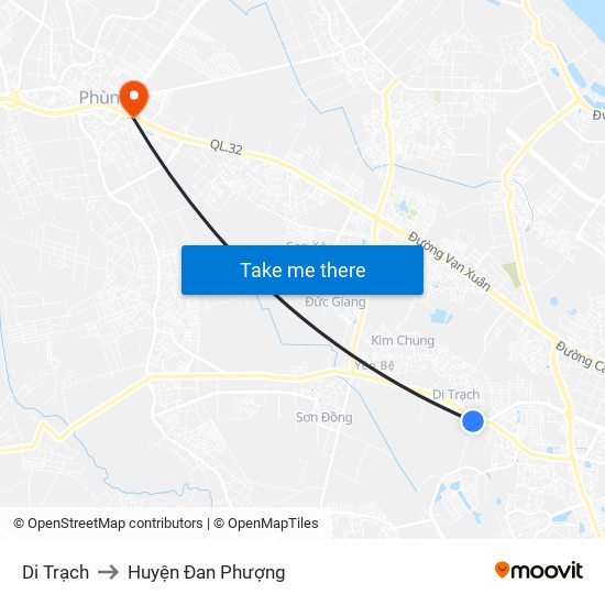 Di Trạch to Huyện Đan Phượng map