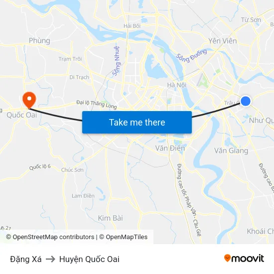 Đặng Xá to Huyện Quốc Oai map