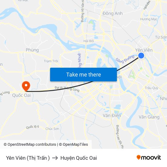 Yên Viên (Thị Trấn ) to Huyện Quốc Oai map