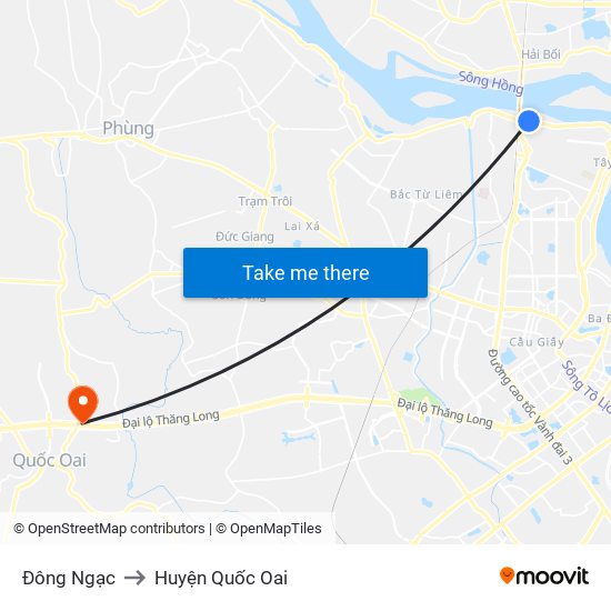 Đông Ngạc to Huyện Quốc Oai map