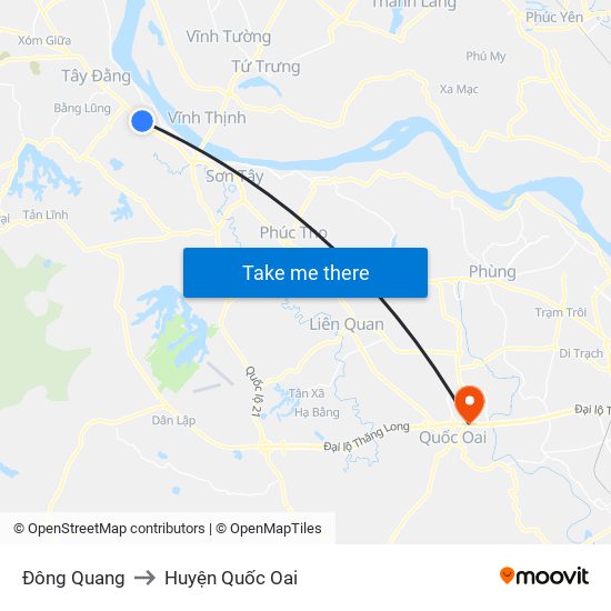 Đông Quang to Huyện Quốc Oai map