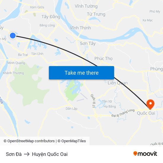Sơn Đà to Huyện Quốc Oai map