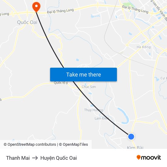 Thanh Mai to Huyện Quốc Oai map