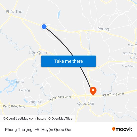 Phụng Thượng to Huyện Quốc Oai map