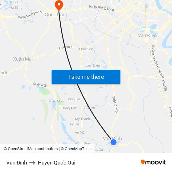 Vân Đình to Huyện Quốc Oai map