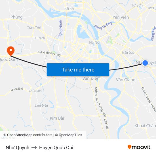 Như Quỳnh to Huyện Quốc Oai map