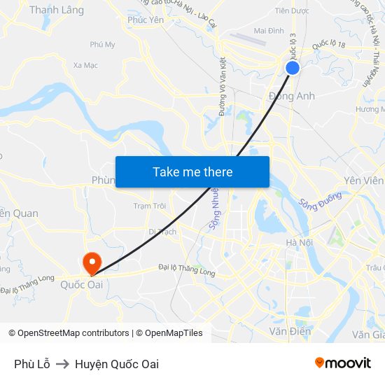 Phù Lỗ to Huyện Quốc Oai map