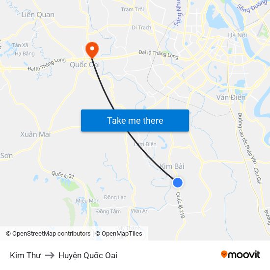 Kim Thư to Huyện Quốc Oai map