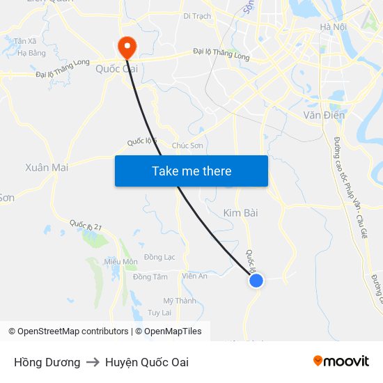 Hồng Dương to Huyện Quốc Oai map