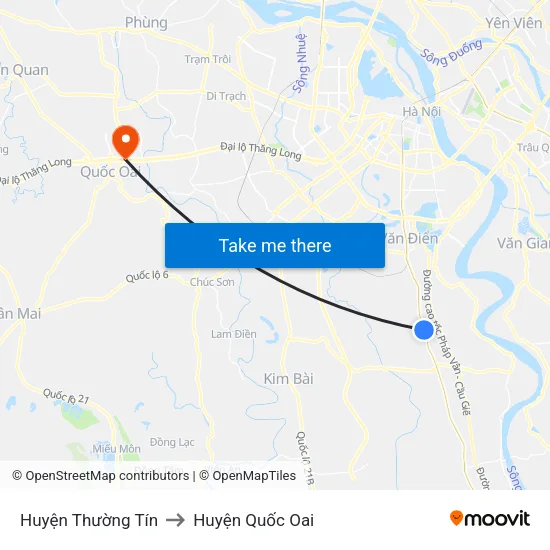 Huyện Thường Tín to Huyện Quốc Oai map