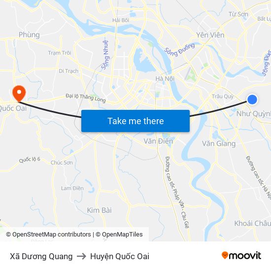 Xã Dương Quang to Huyện Quốc Oai map