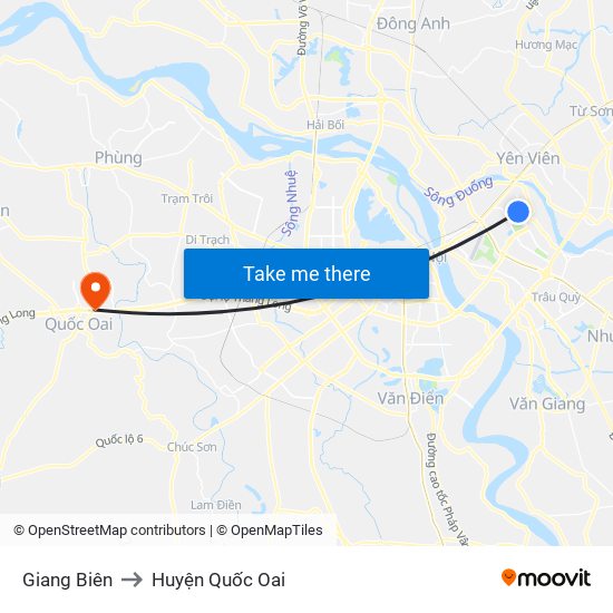 Giang Biên to Huyện Quốc Oai map