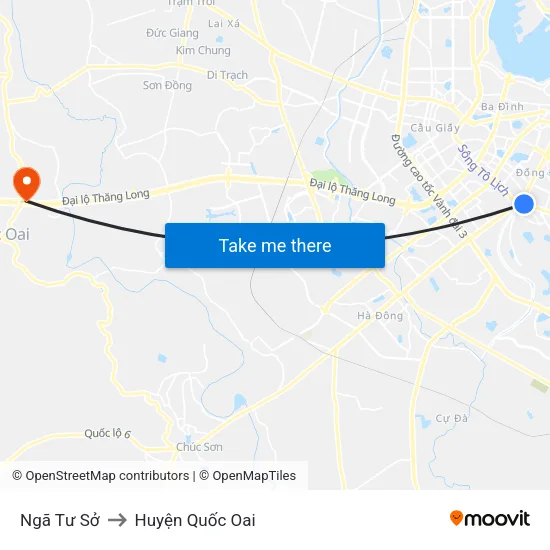 Ngã Tư Sở to Huyện Quốc Oai map