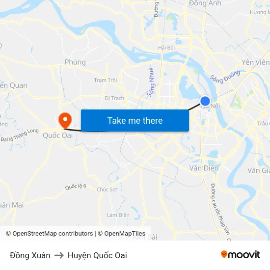 Đồng Xuân to Huyện Quốc Oai map