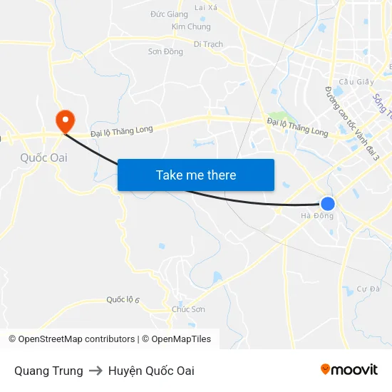 Quang Trung to Huyện Quốc Oai map